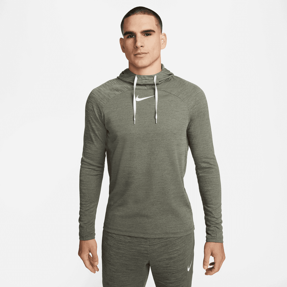 Nike Academy PO Hoodie - Cargo Khaki-Summit White (Model - Front)