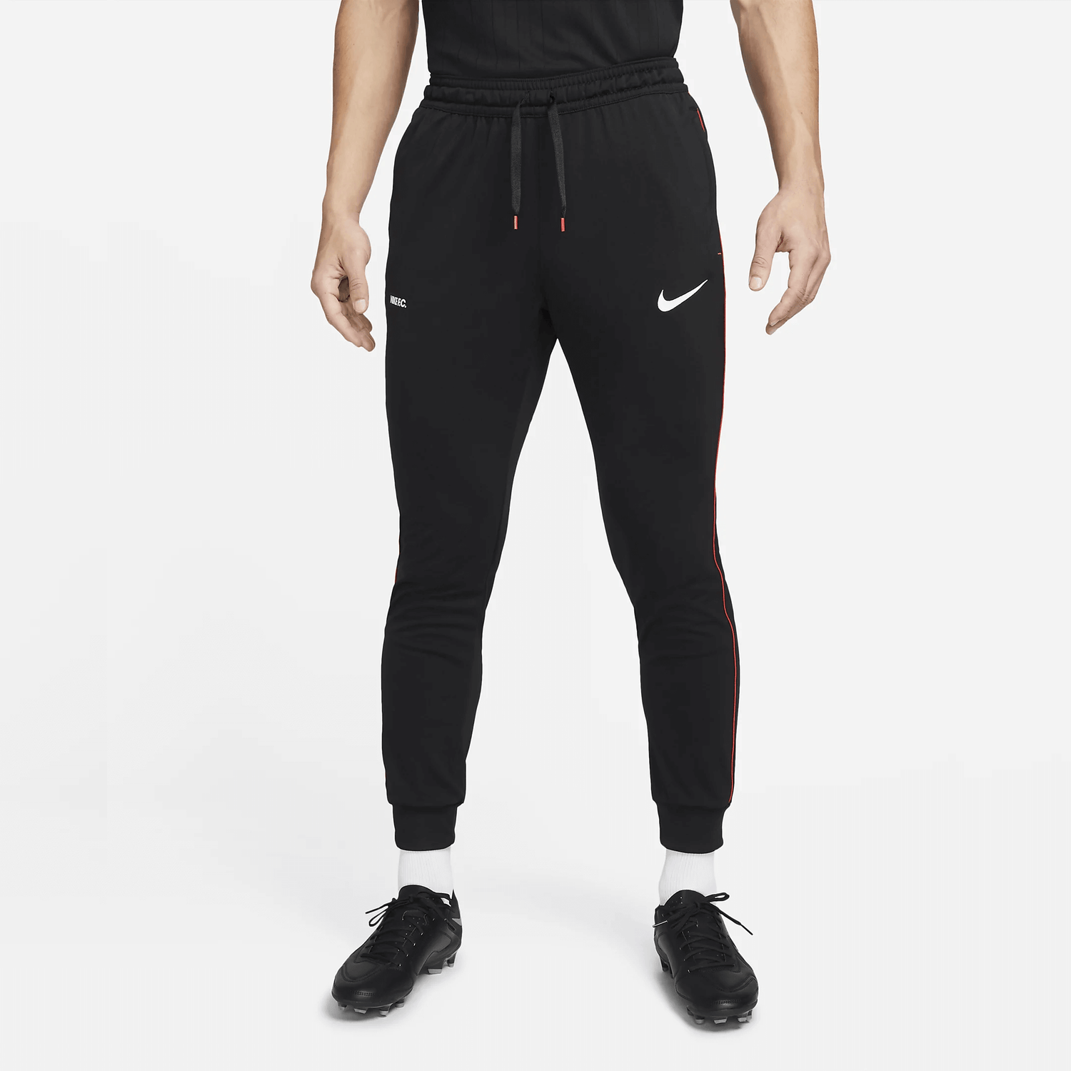 Nike Dri-Fit  F.C. Libero Pants - Black-Habanero Red (Model - Front)