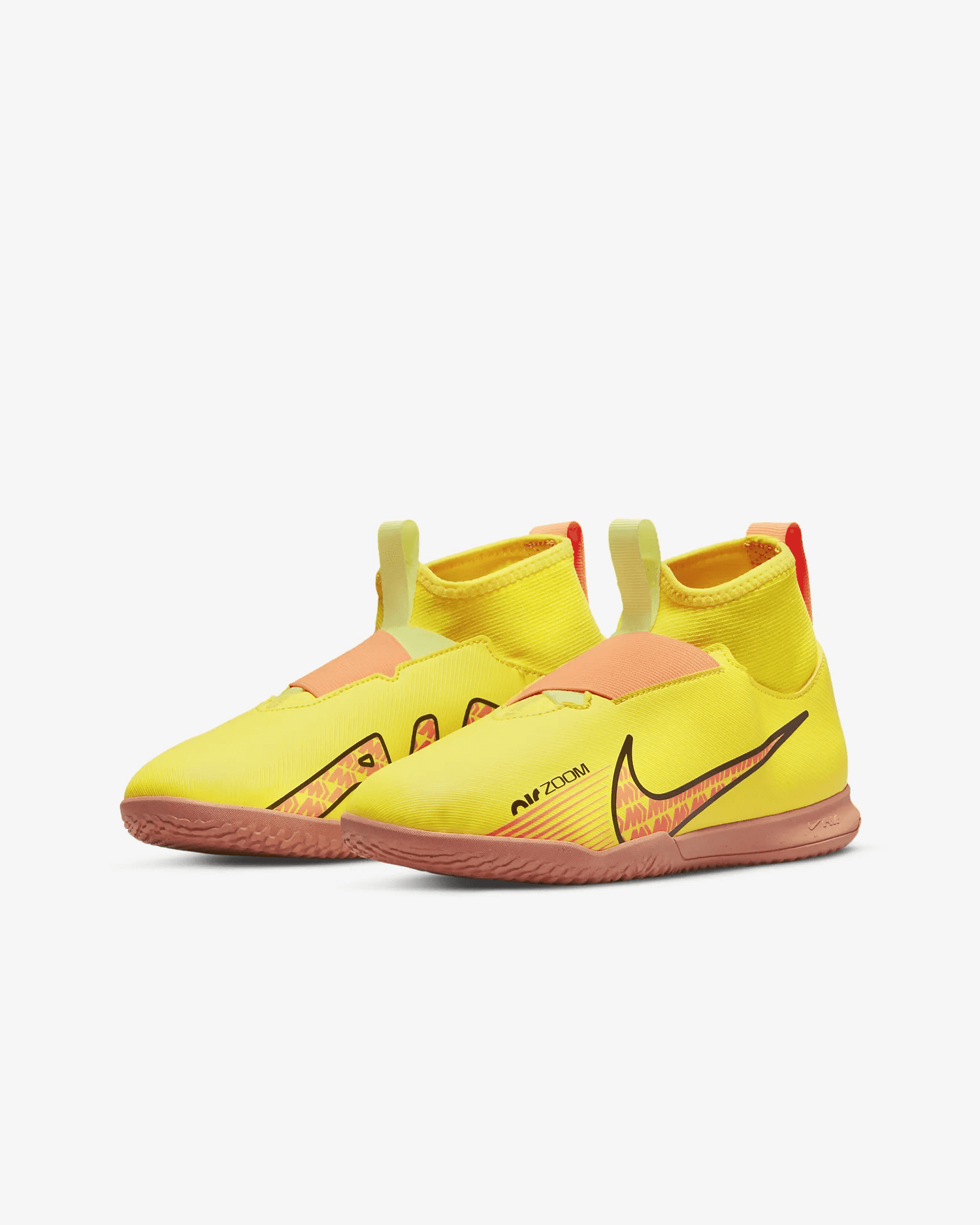 Nike JR Zoom Superfly 9 Academy Indoor Shoes Yellow Strike (Pair - Diagonal)