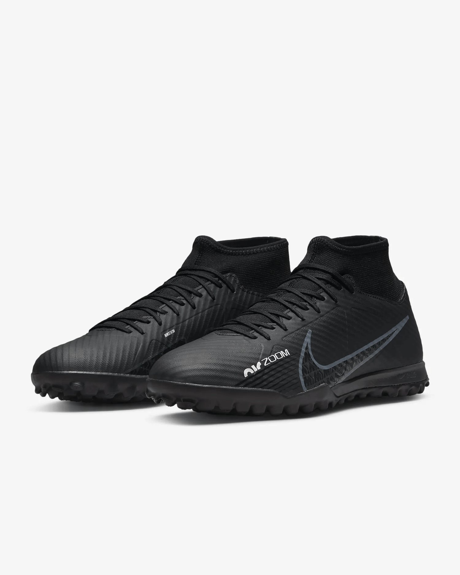 Nike Zoom Superfly 9 Academy Turf - Black-Smoke Grey (Pair - Diagonal)