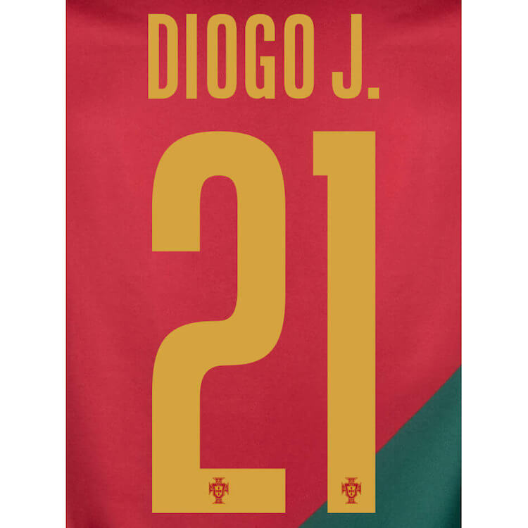Portugal 2022-23 Home Diogo. J #21 Jersey Name Set (Back)