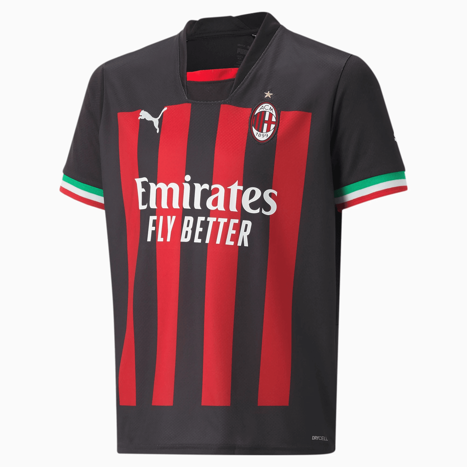 Puma 2022-23 AC Milan Youth Home Jersey - Red-Black (Front)
