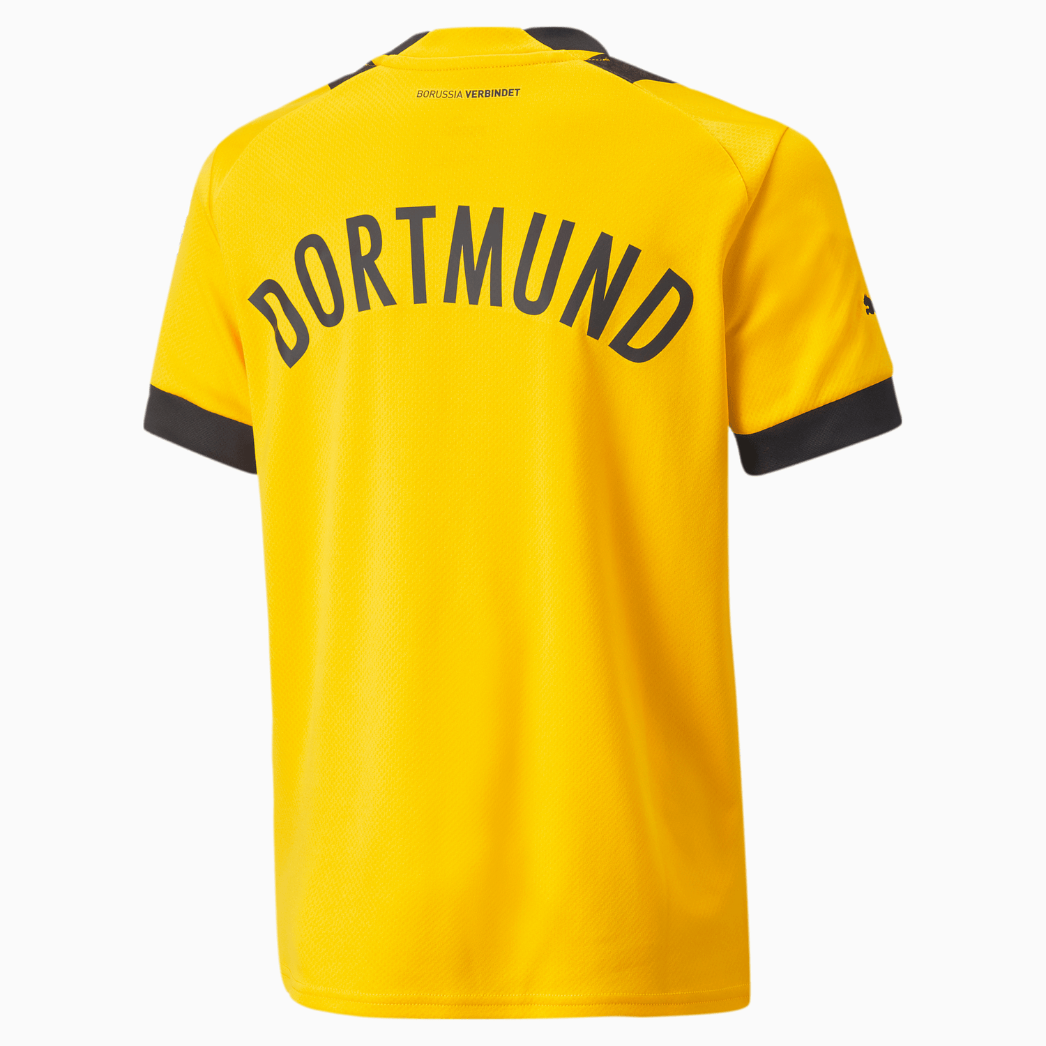 Puma 2022-23 Borussia Dortmund Youth Home Jersey - Cyber Yellow-Black (Back)