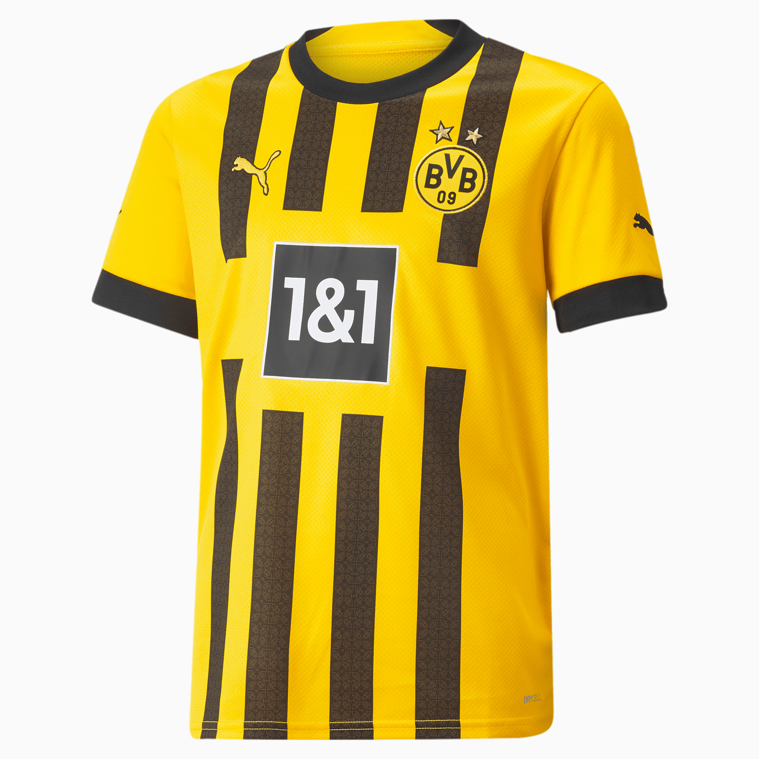 Puma 2022-23 Borussia Dortmund Youth Home Jersey - Cyber Yellow-Black (Front)