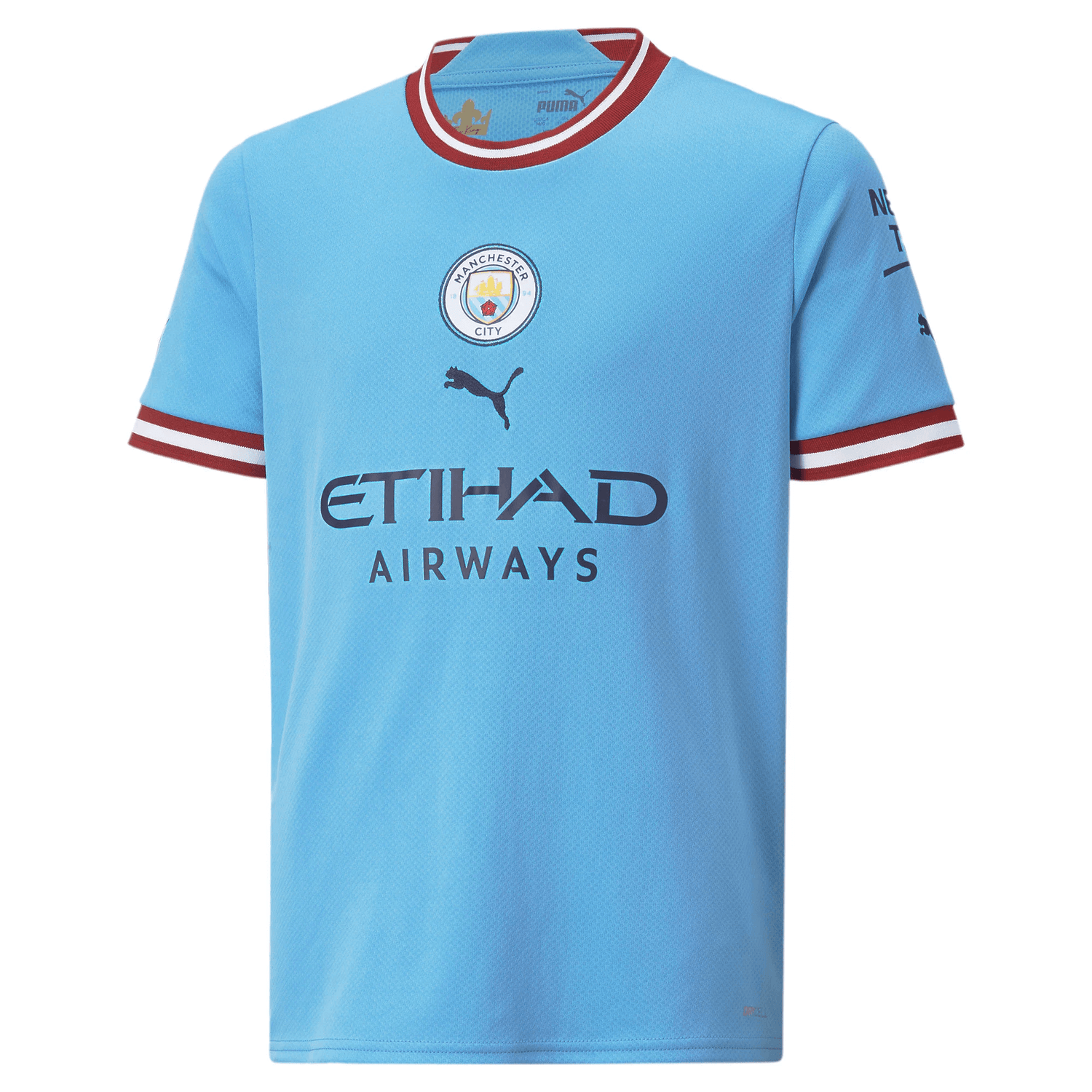 Puma 2022-23 Manchester City Youth Home Jersey - Light Blue-Intense Red (Front)