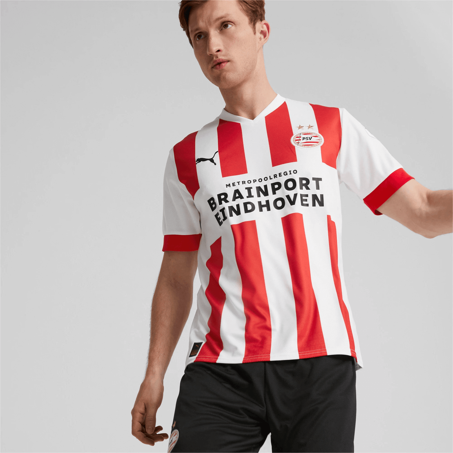 Puma 2022-23 PSV Home Jersey Red-White (Model - Front)