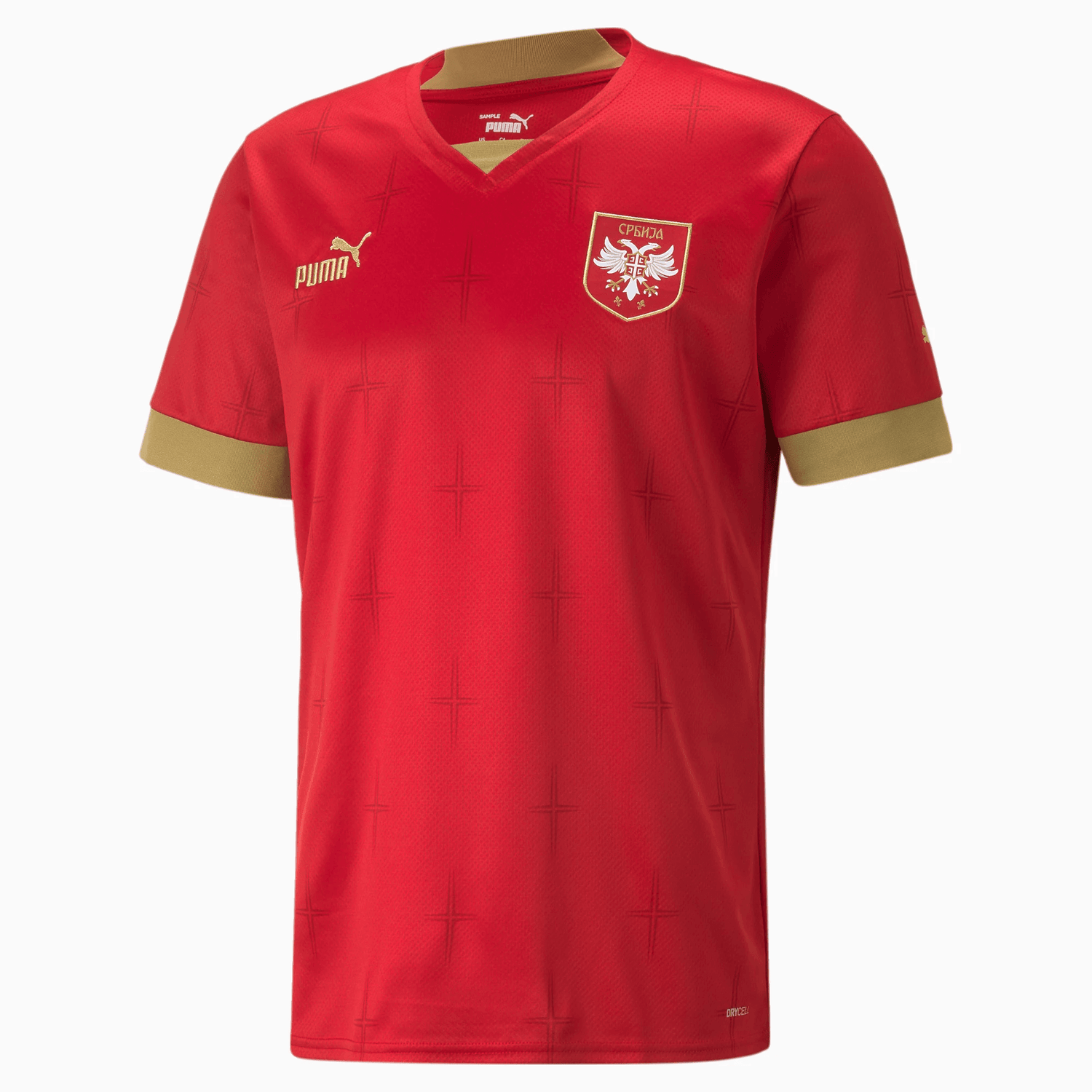 Puma 2022-23 Serbia Home Jersey - Red-Gold (Front)