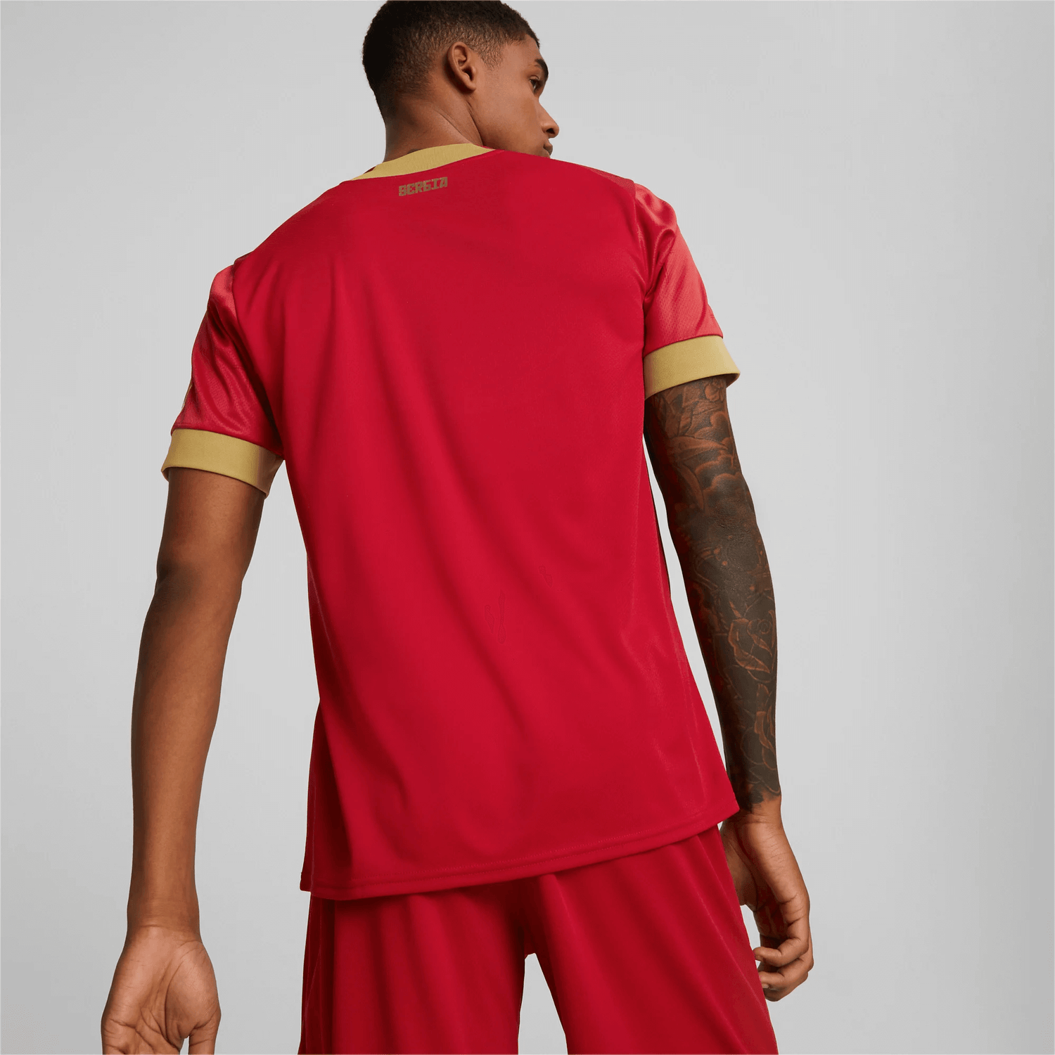 Puma 2022-23 Serbia Home Jersey - Red-Gold (Model - Back)