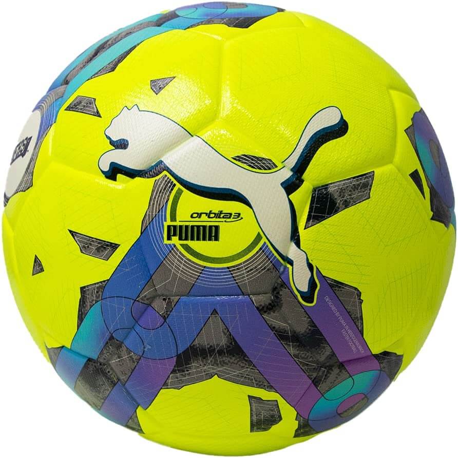 Puma Orbita 3 TB NFHS Lemon Tonic Multi colour Size 5 Ball & Bag Bundle