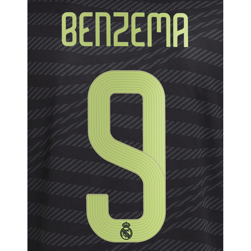 Real Madrid 2022/23 Third Benzema #9 Jersey Name Set