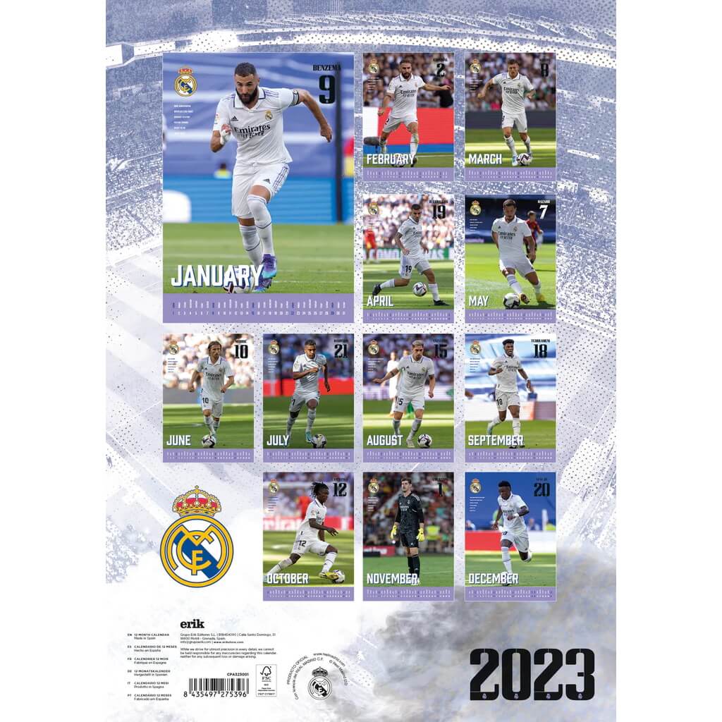 Real Madrid 2023 Official Calendar (Back)