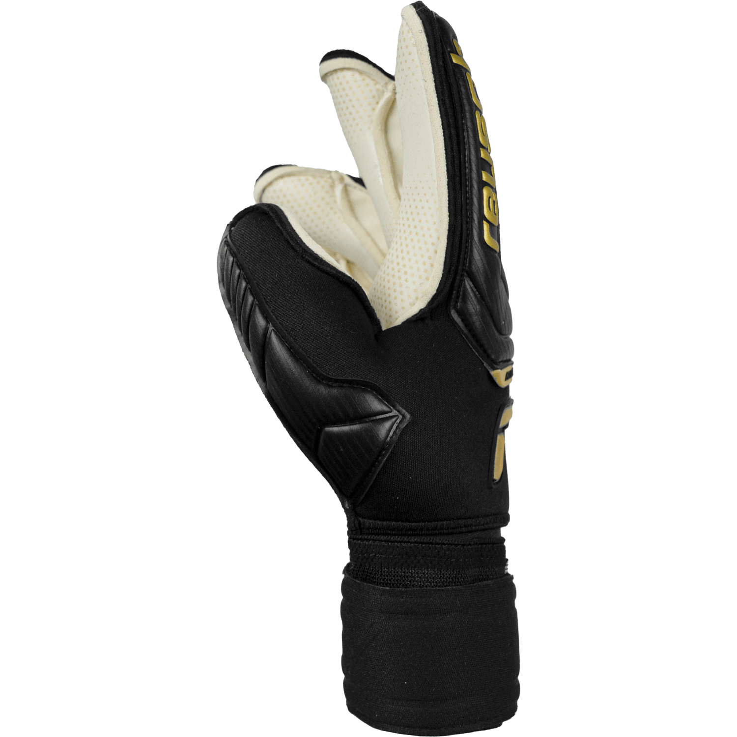Reusch Attrakt Gold X Glueprint Ortho-Tec Goalkeeper Gloves - Black-Gold (Single - Side)