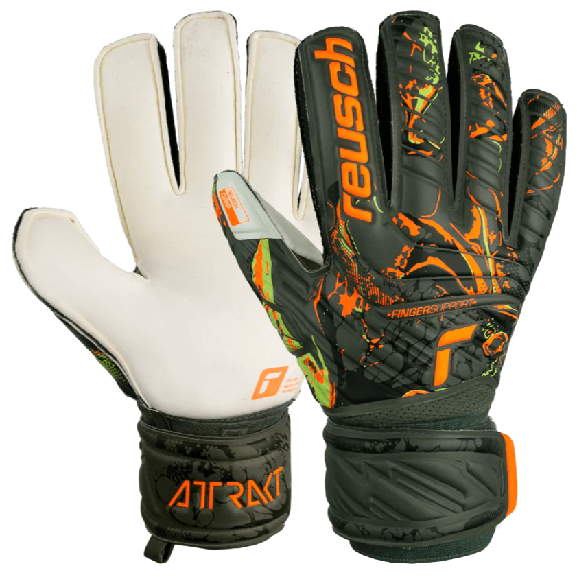 Reusch Attrakt Grip Desert Bloom Collection Goalkeeper Gloves - Olive Green-Orange