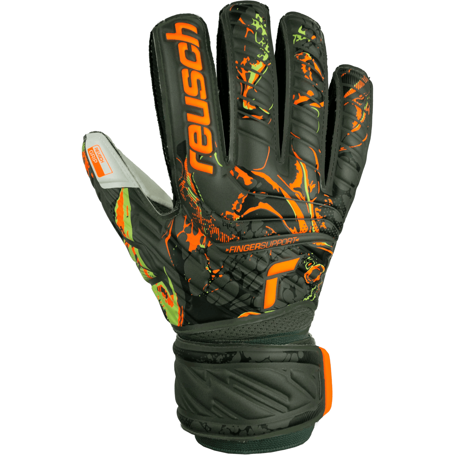 Reusch Attrakt Grip Desert Bloom Collection Goalkeeper Gloves - Olive Green-Orange (Single - Outer)