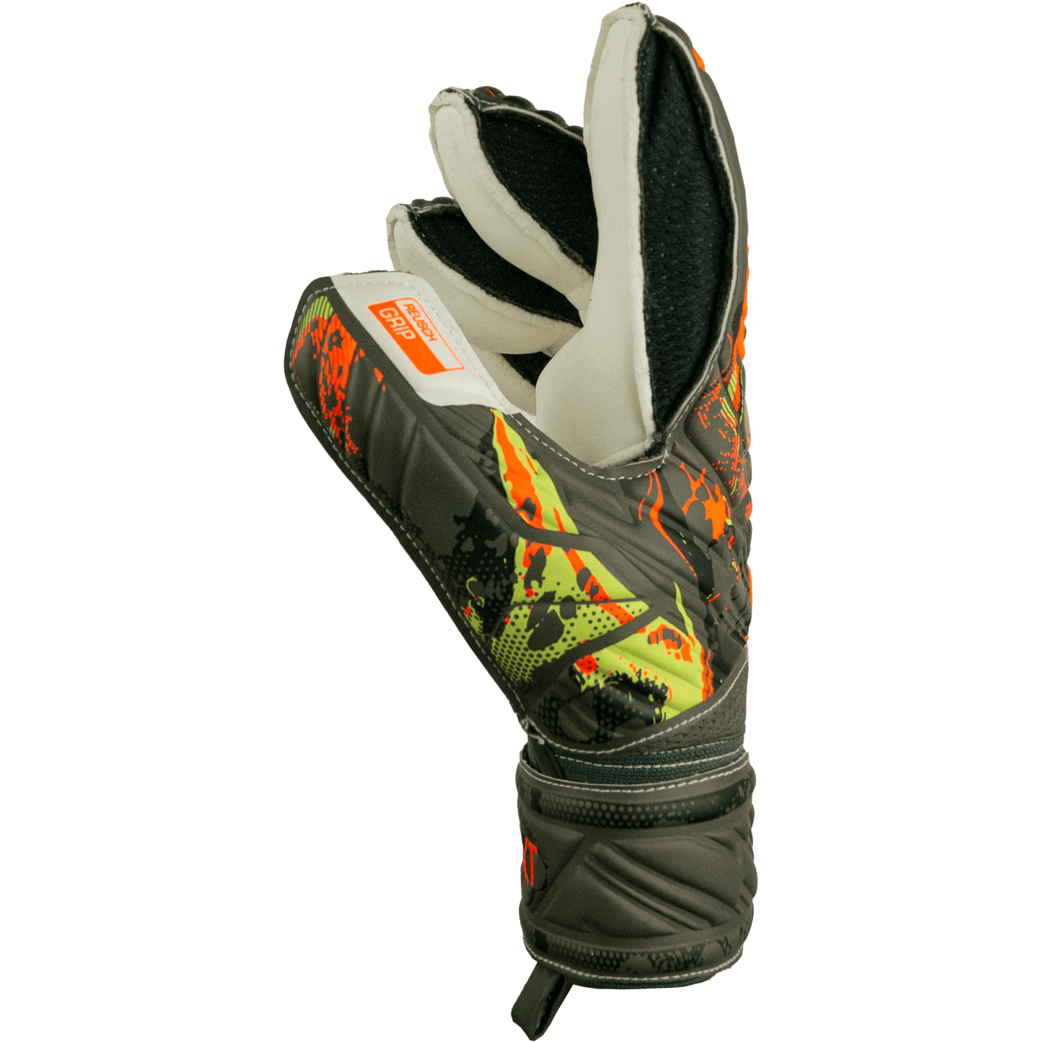 Reusch Attrakt Grip Desert Bloom Collection Goalkeeper Gloves - Olive Green-Orange (Single - Side)