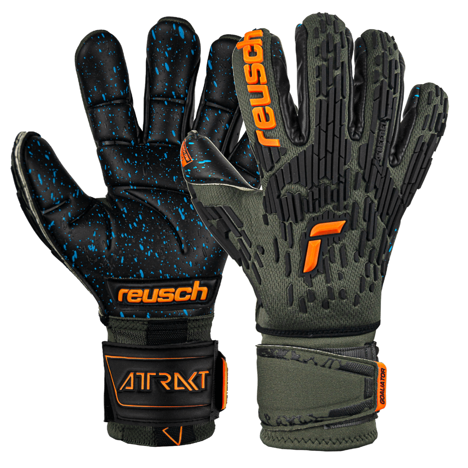 Reusch FG Fusion Ortho Goaliator Goalkeeper Gloves - Green-Black-Orange