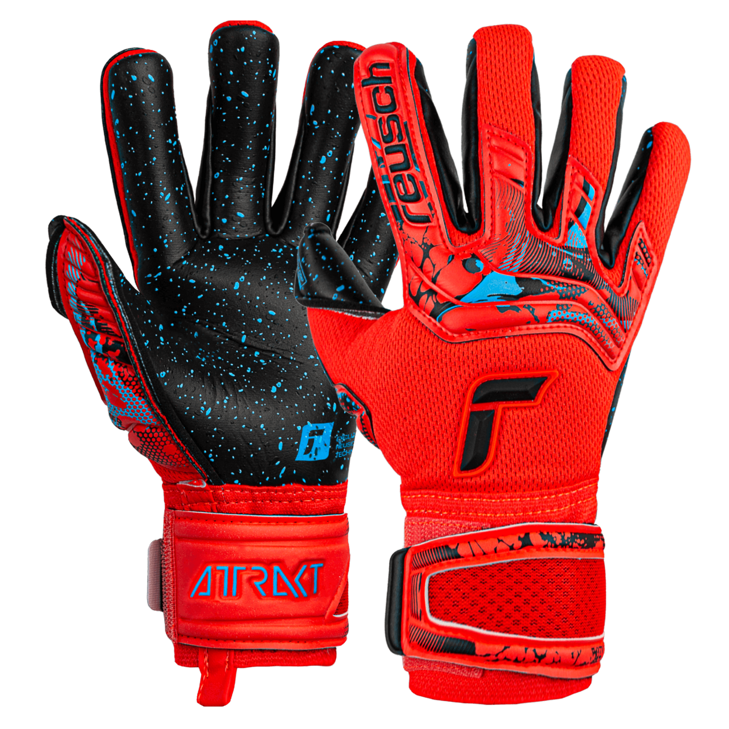 Reusch JR Attrakt Fusion FS Guardian Goalkeeper Gloves - Bright Red-Blue-Black (Pair)