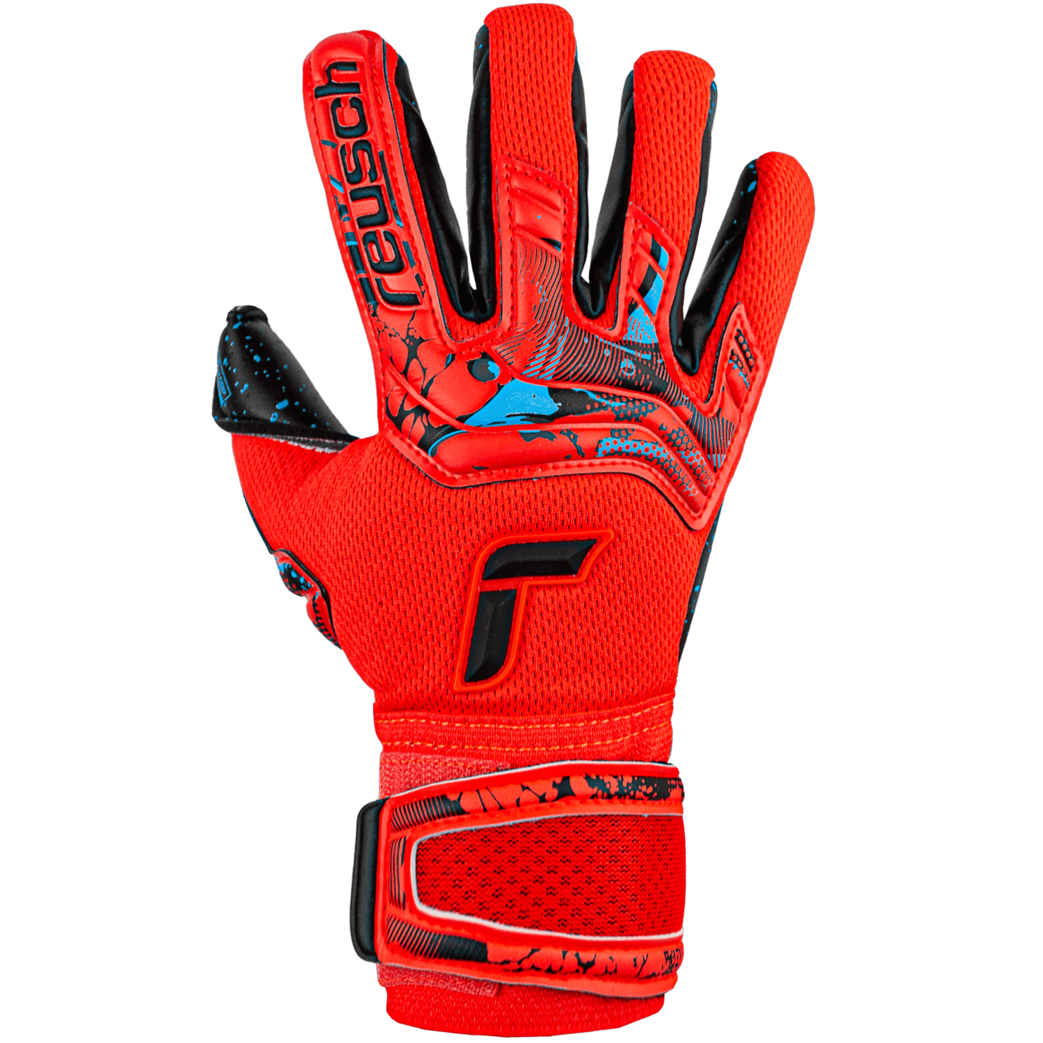 Reusch JR Attrakt Fusion FS Guardian Goalkeeper Gloves - Bright Red-Blue-Black (Single - Outer)