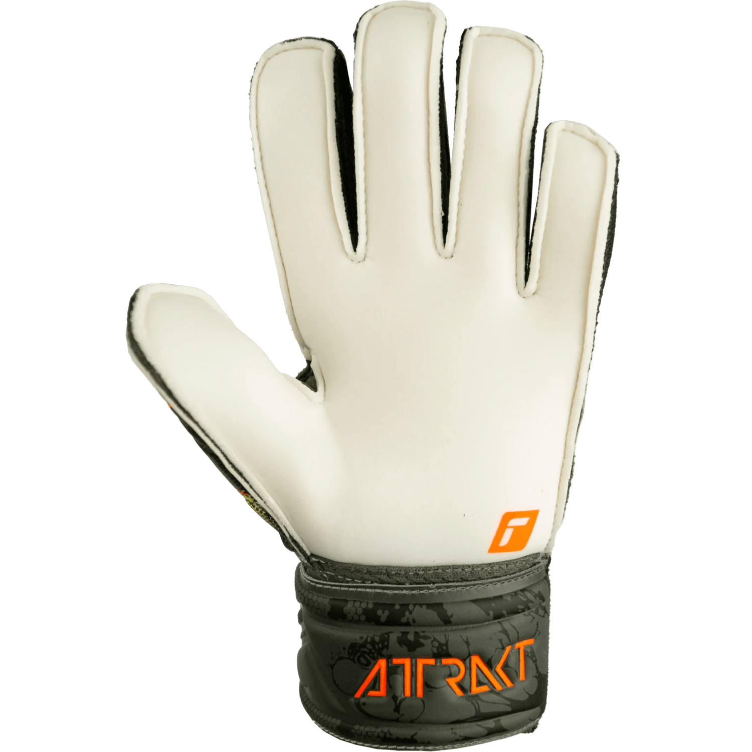 Reusch JR Attrakt Solid Finger Support Goalkeeper Gloves - Desert Green - Orange (Single - Inner)