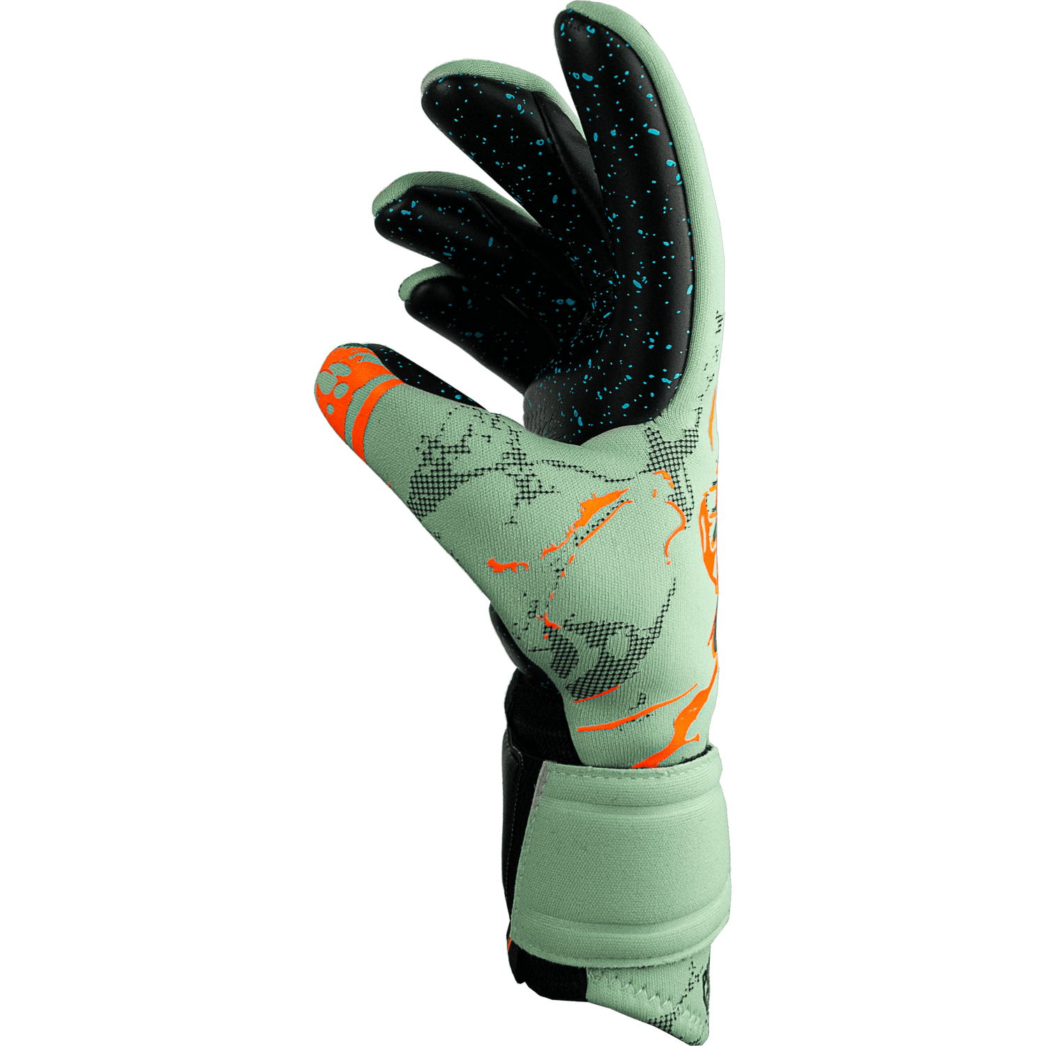 Reusch Pure Contact Fusion Goalkeeper Gloves - Shark Green-Shocking Orange-Black (Single - Side)