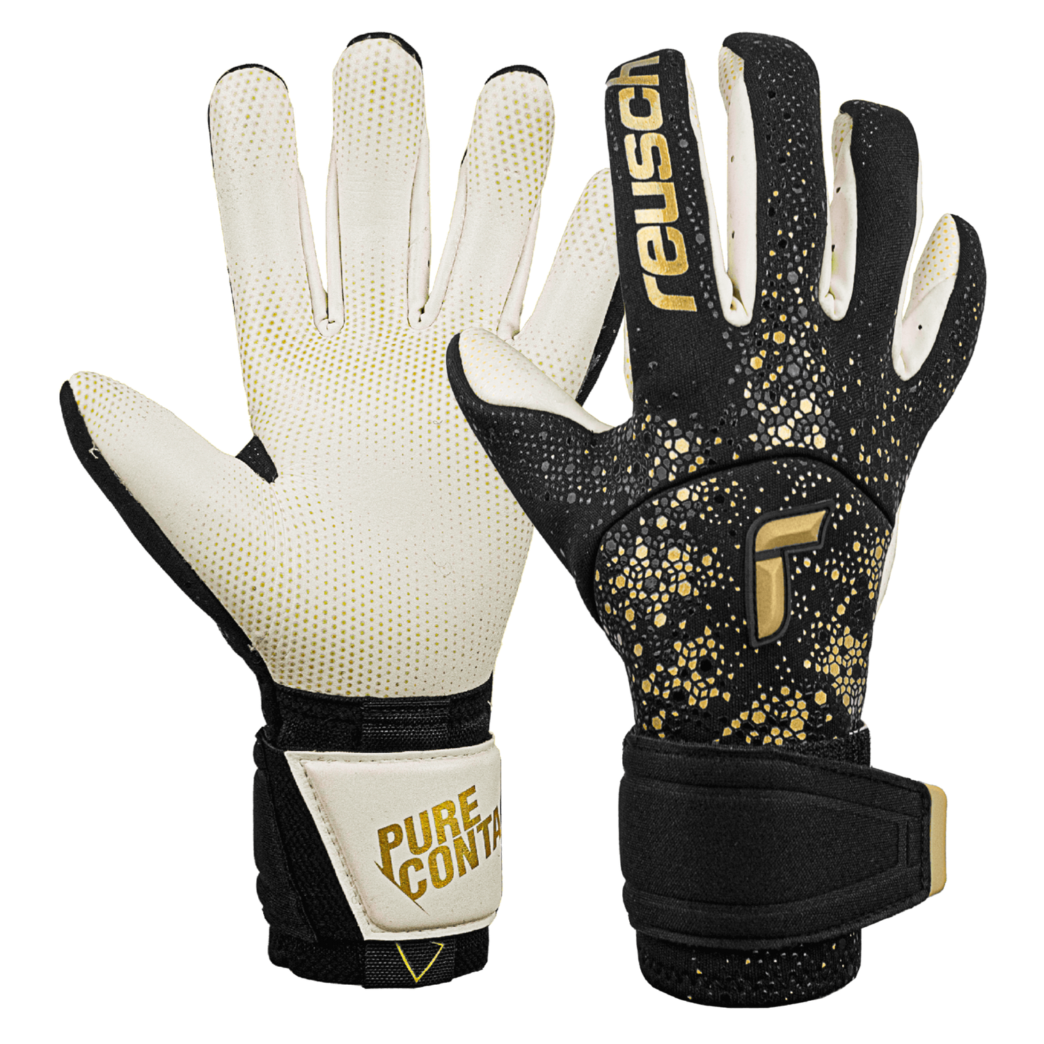 Reusch Pure Contact Gold X Glueprint Goalkeeper Gloves - Black-Gold