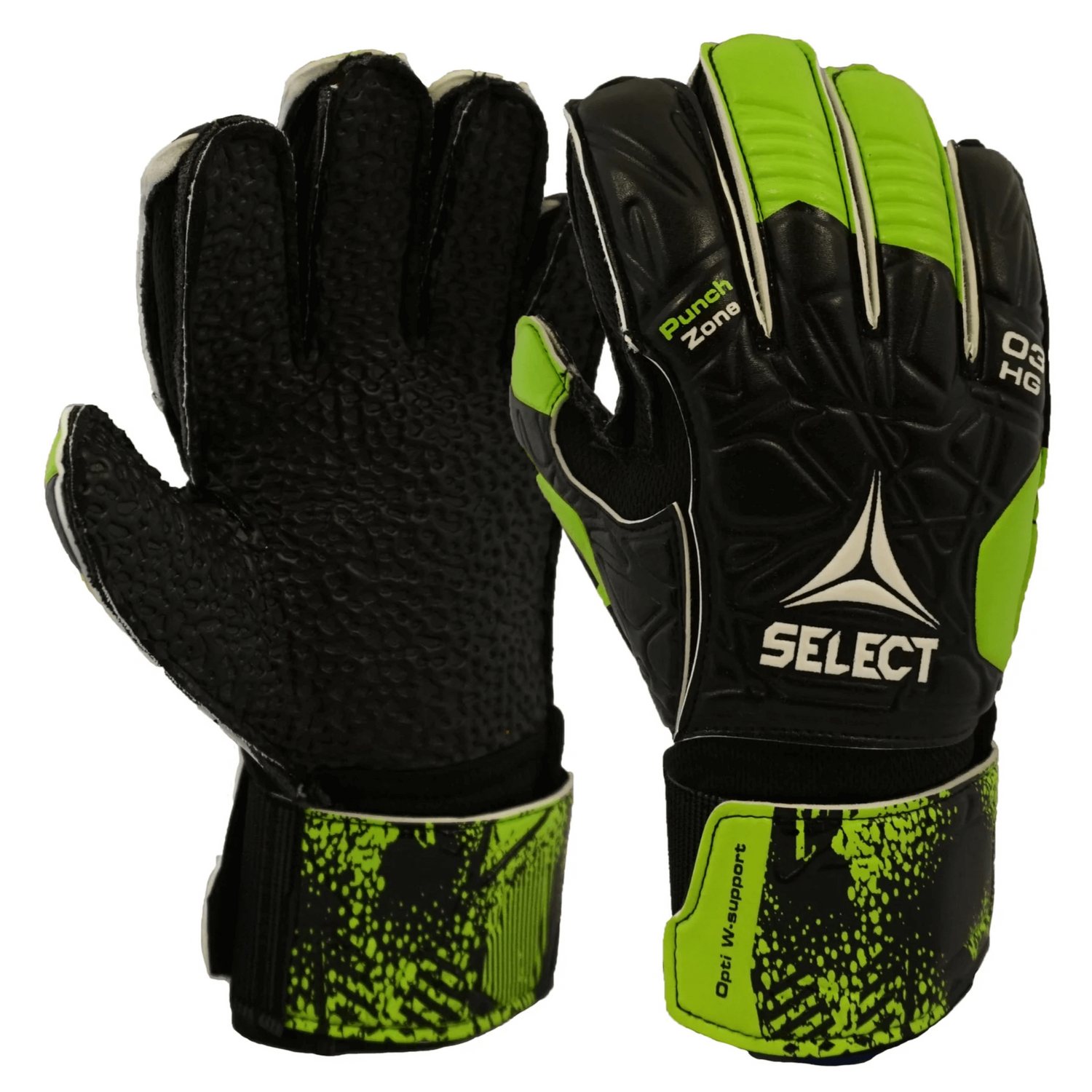 Select 03 Youth Protec HG Goalkeeper Gloves - Black-Green (Pair)