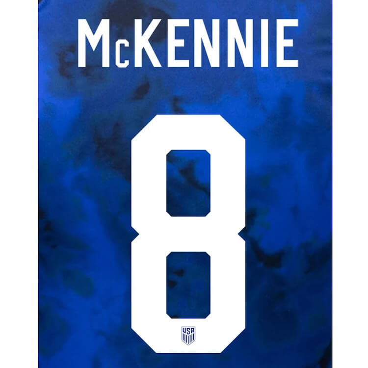 USA 2022-23 Away McKennie Youth #8 Jersey Name Set (Back)