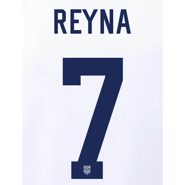 USA 2022-23 Home Reyna Youth #7 Jersey Name Set (Back)
