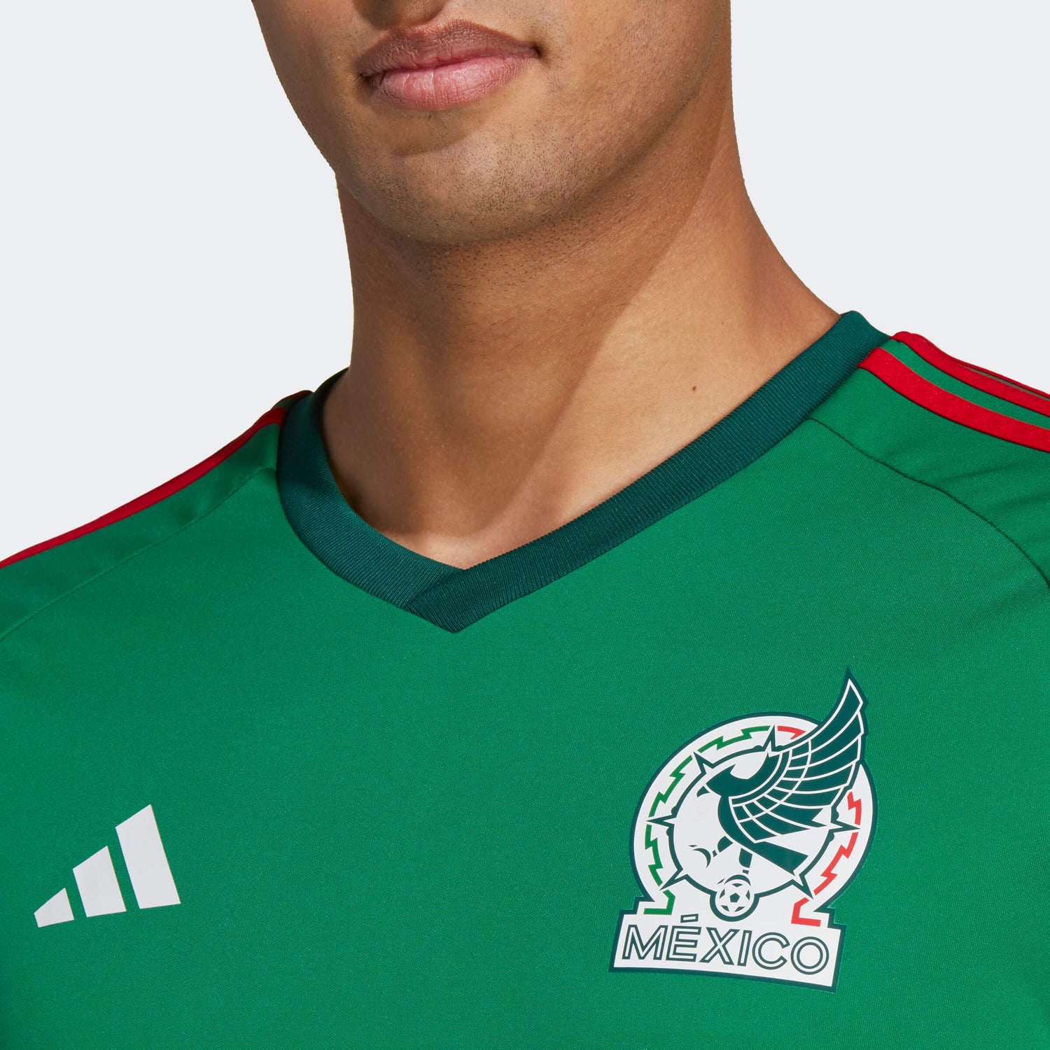 adidas 2022-23 Mexico Home Fan Shirt Green-Red (Detail 1)
