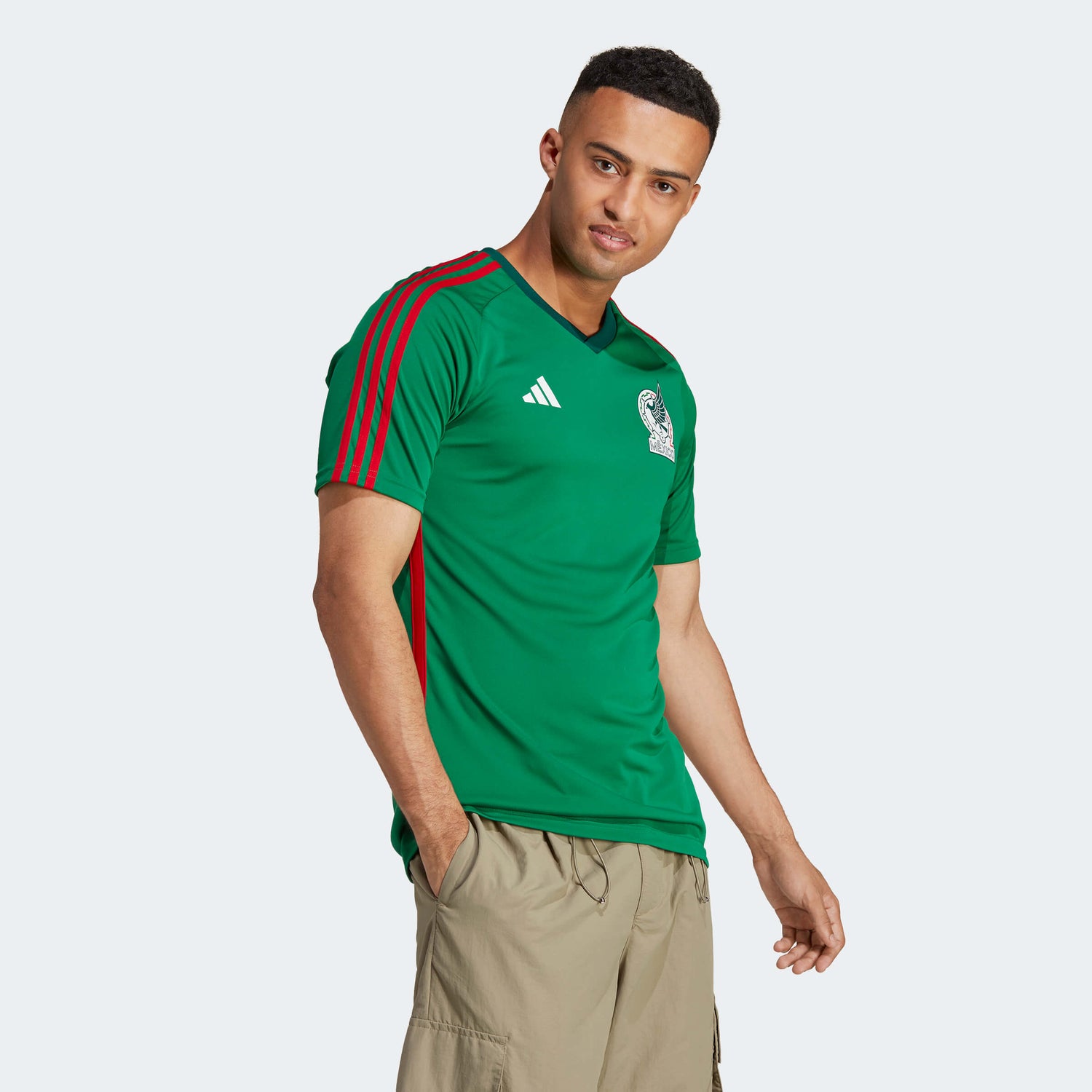 adidas 2022-23 Mexico Home Fan Shirt Green-Red (Model - Front)