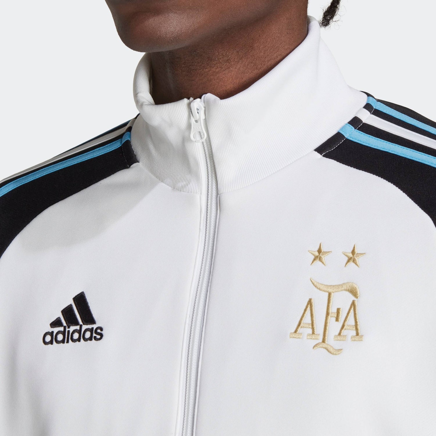 adidas 2022-23 Argentina 3 Stripe Track Jacket White-Black (Detail 1)