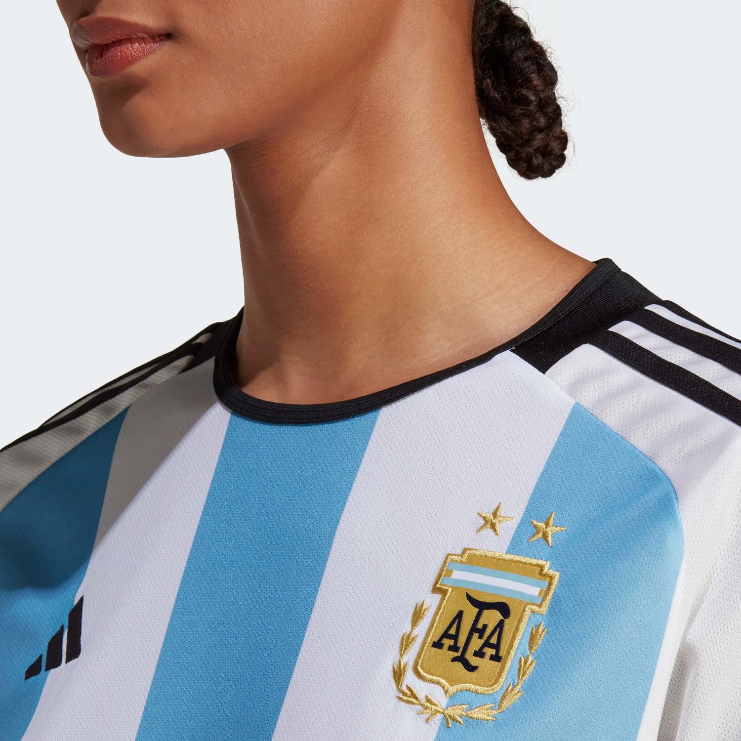 adidas 2022-23 Argentina Women's Home Jersey - White-Light Blue (Detail 1)
