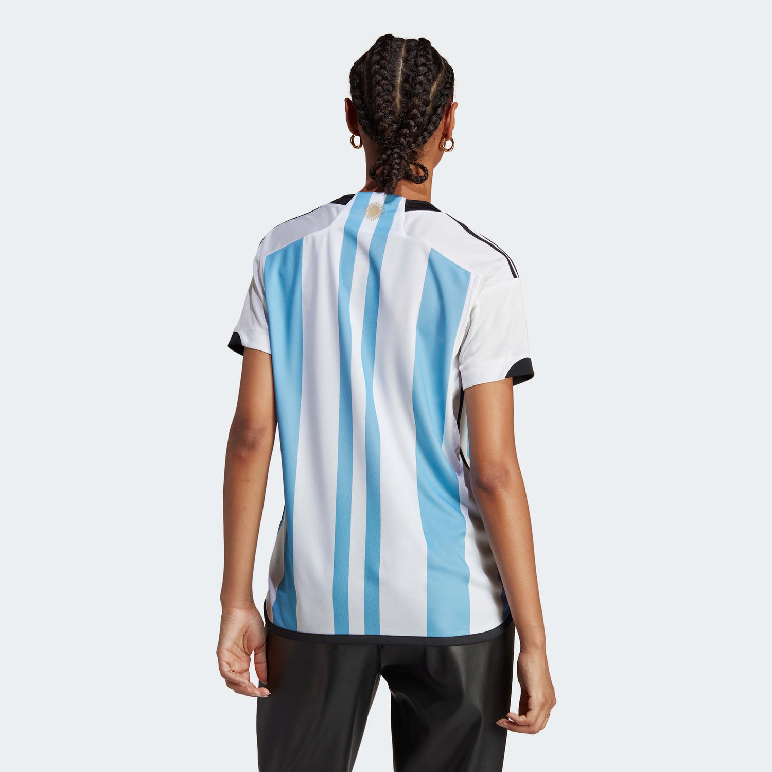 adidas 2022-23 Argentina Women's Home Jersey - White-Light Blue (Model - Back)