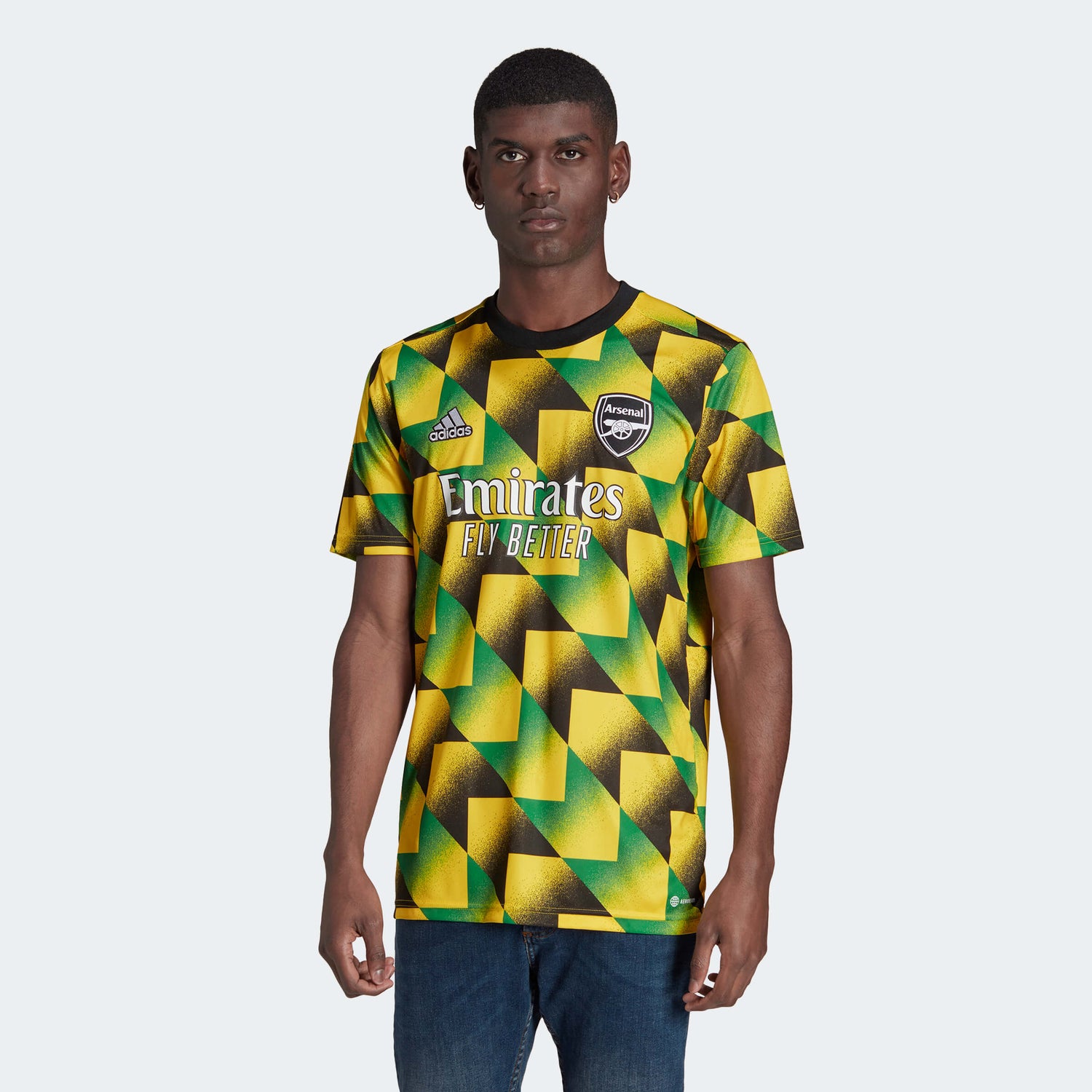 adidas 2022-23 Arsenal Pre-Match Jersey - Yellow-Green (Model - Front)