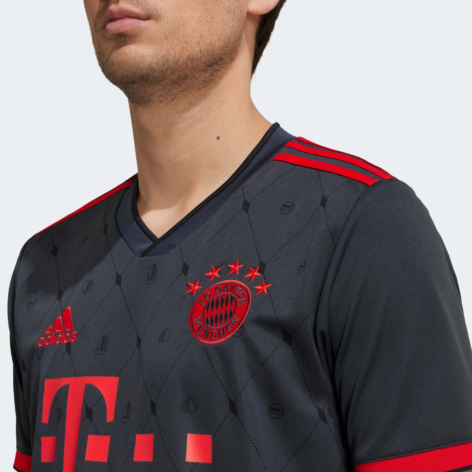 adidas 2022-23 Bayern Munich Third Jersey - Black-Red (Detail 1)