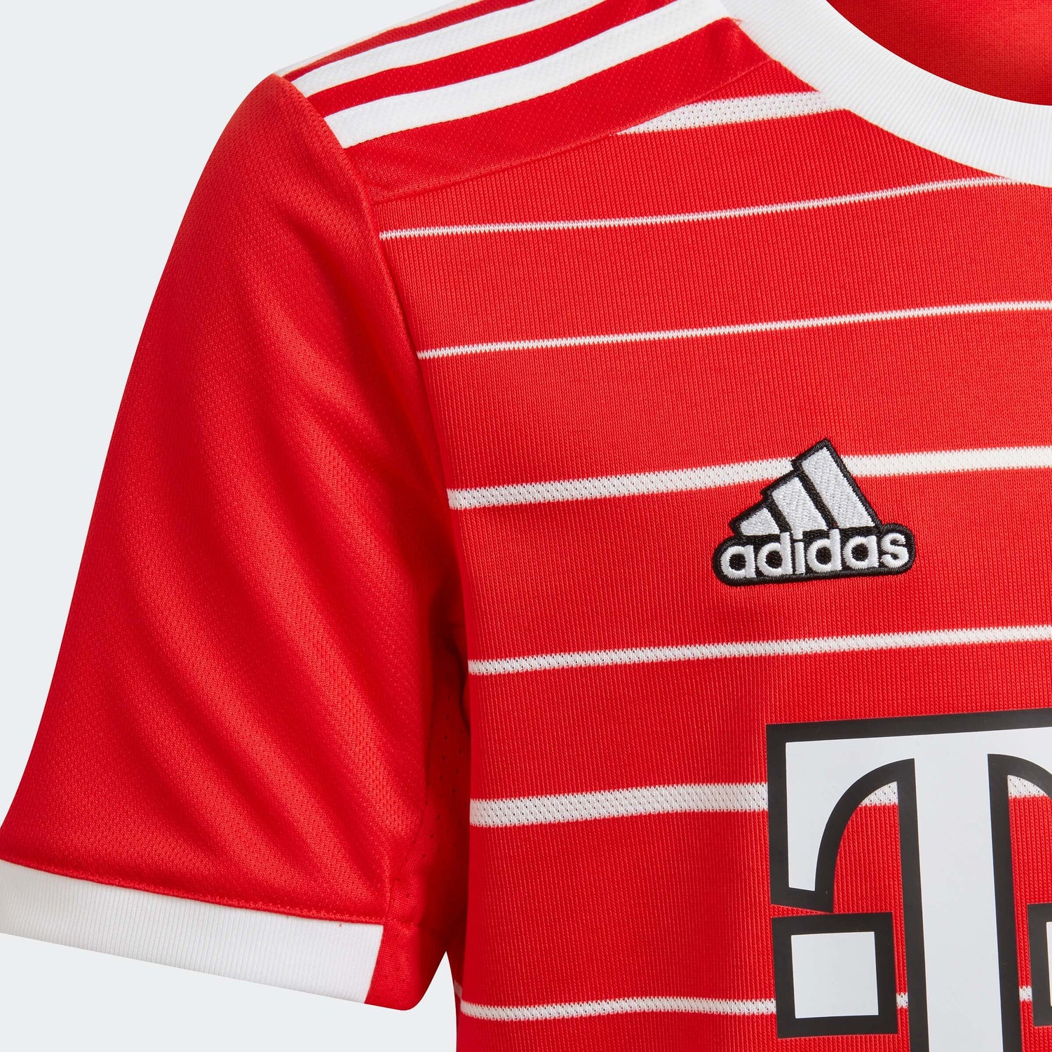 adidas 2022-23 Bayern Munich Youth Home Jersey - Red-White (Detail 2)