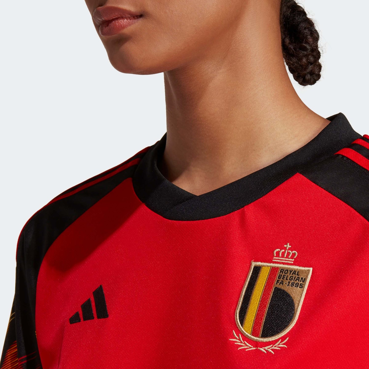 adidas 2022-23 Belgium Women's Home Jersey - Red-Black (Detail 1)