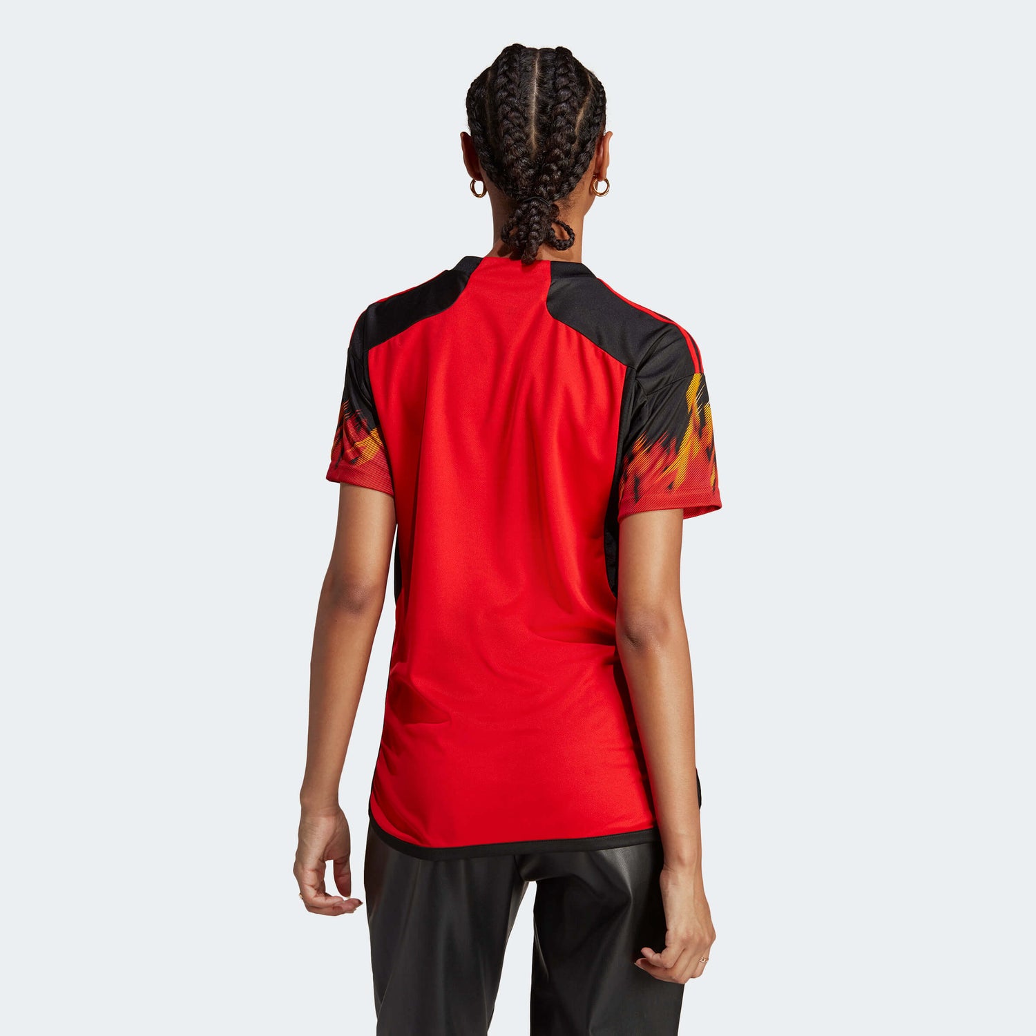 adidas 2022-23 Belgium Women's Home Jersey - Red-Black (Model - Back)