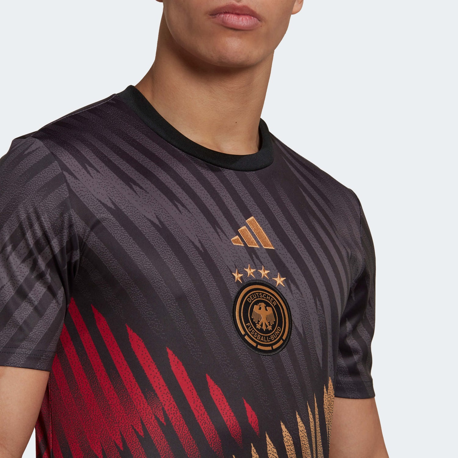 adidas 2022-23 Germany Pre-Match Jersey - Black-Grey-Red (Detail 1)
