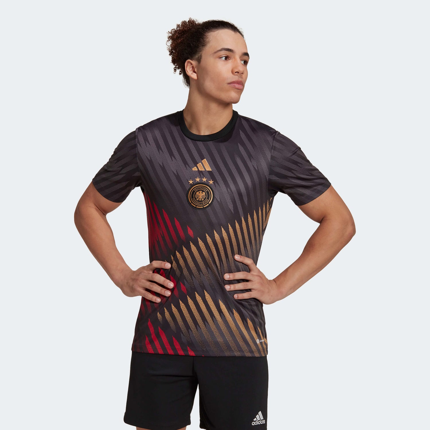adidas 2022-23 Germany Pre-Match Jersey - Black-Grey-Red (Model - Front)