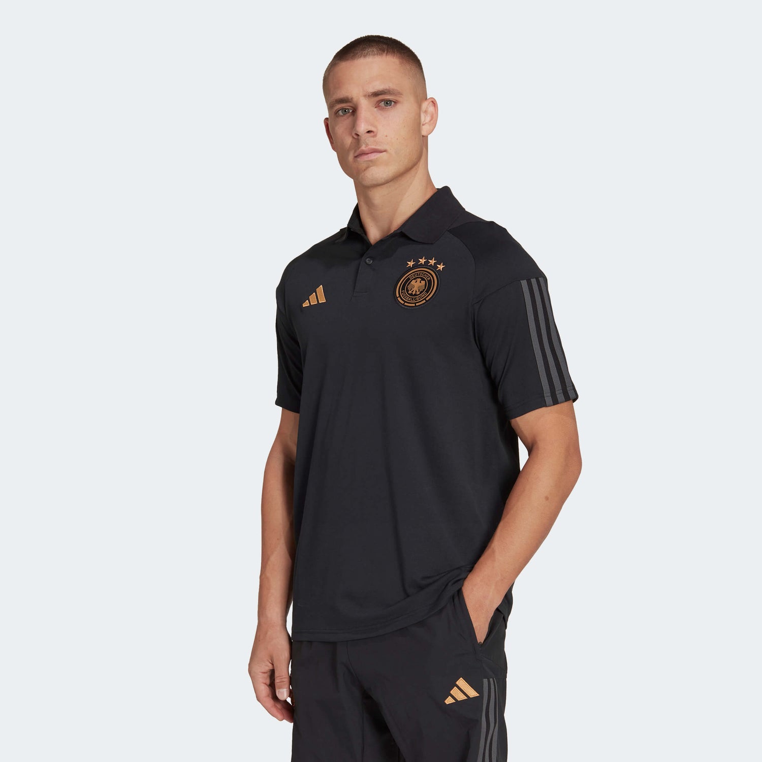 adidas 2022-23 Germany Tiro Polo Shirt - Black (Model - Front)