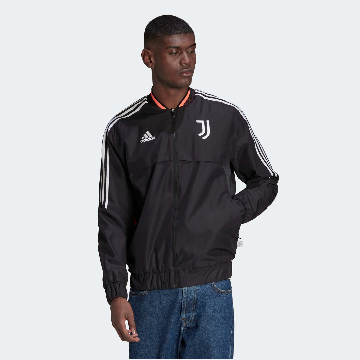 adidas 2022-23 Juventus Anthem Jacket - Black (Model - Front)