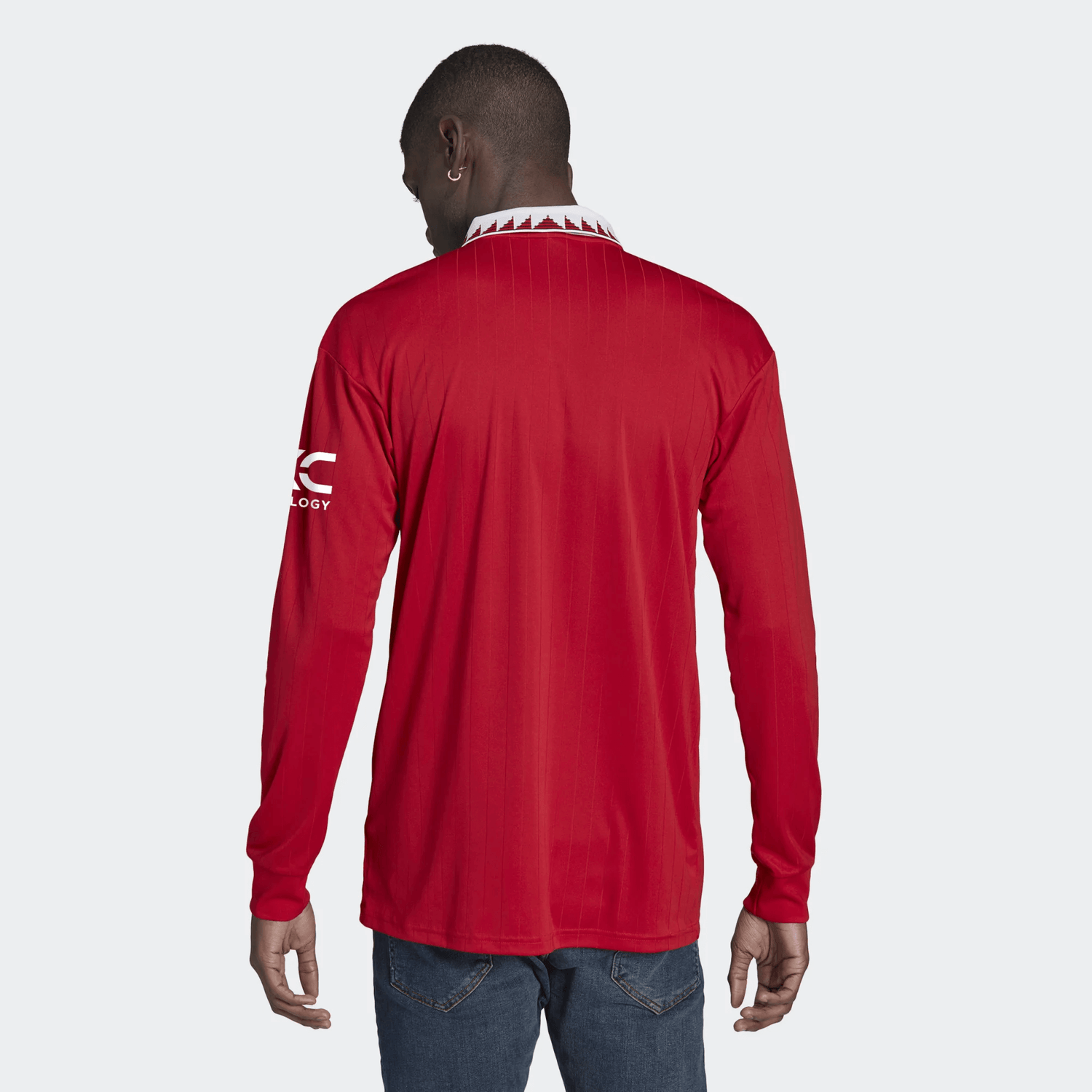 adidas 2022-23 Manchester United Home Long Sleeve Jersey - Red-White (Model - Back)
