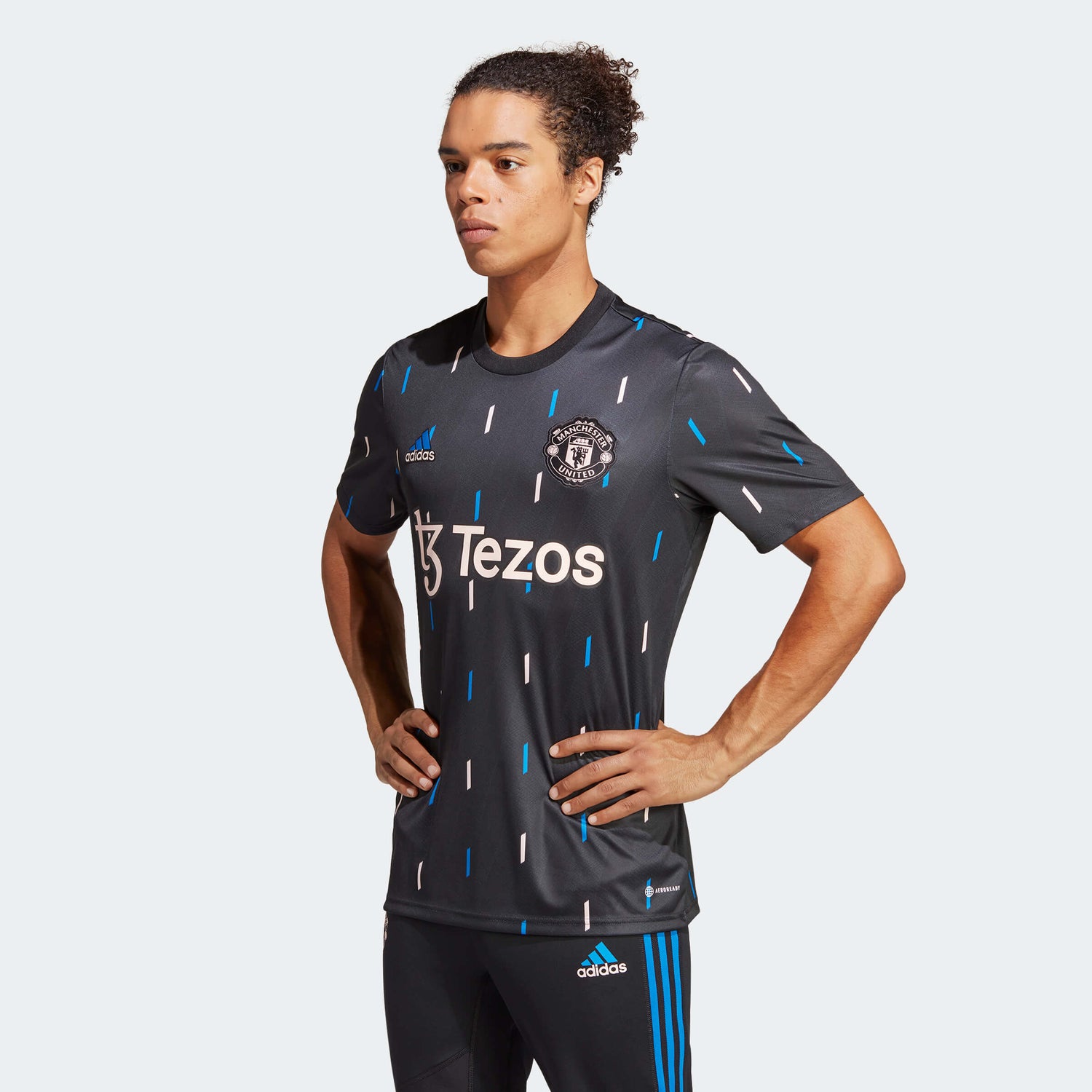 adidas 2022-23 Manchester United Pre-Match Jersey - Black-Pink-Blue (Model - Front)