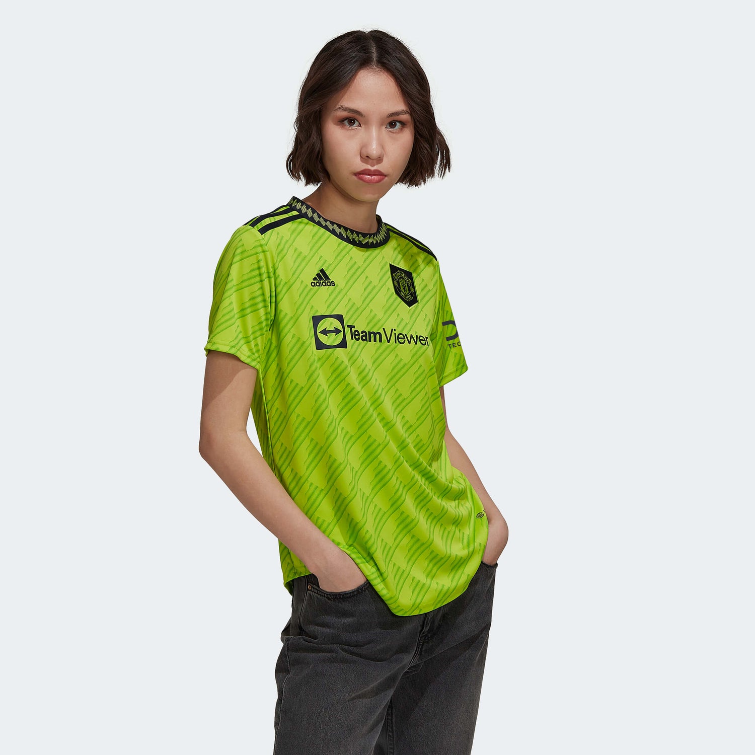 adidas 2022-23 Manchester United Women's Third Jersey - Solar Slime (Model - Front)