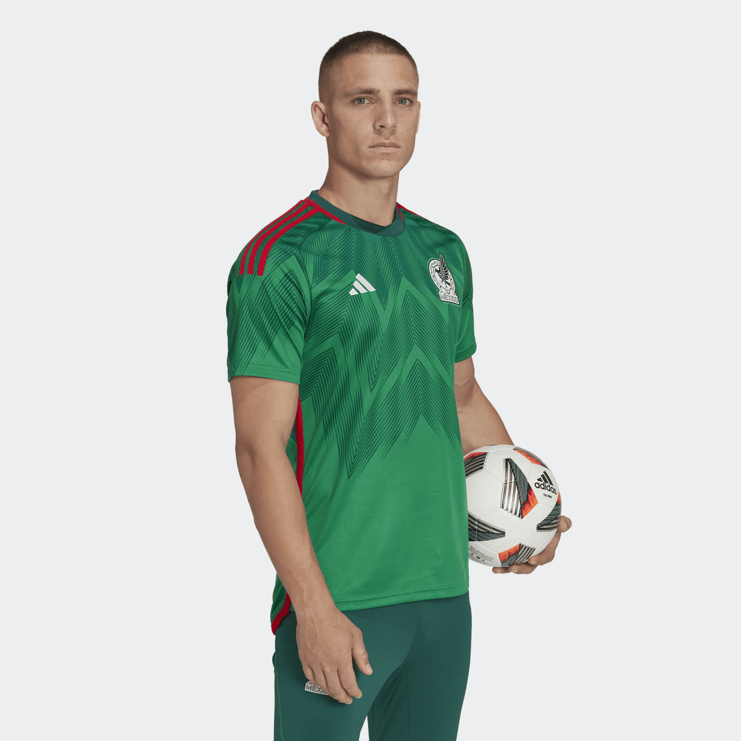 adidas 2022-23 Mexico Home Jersey - Green-Red (Model - Front)