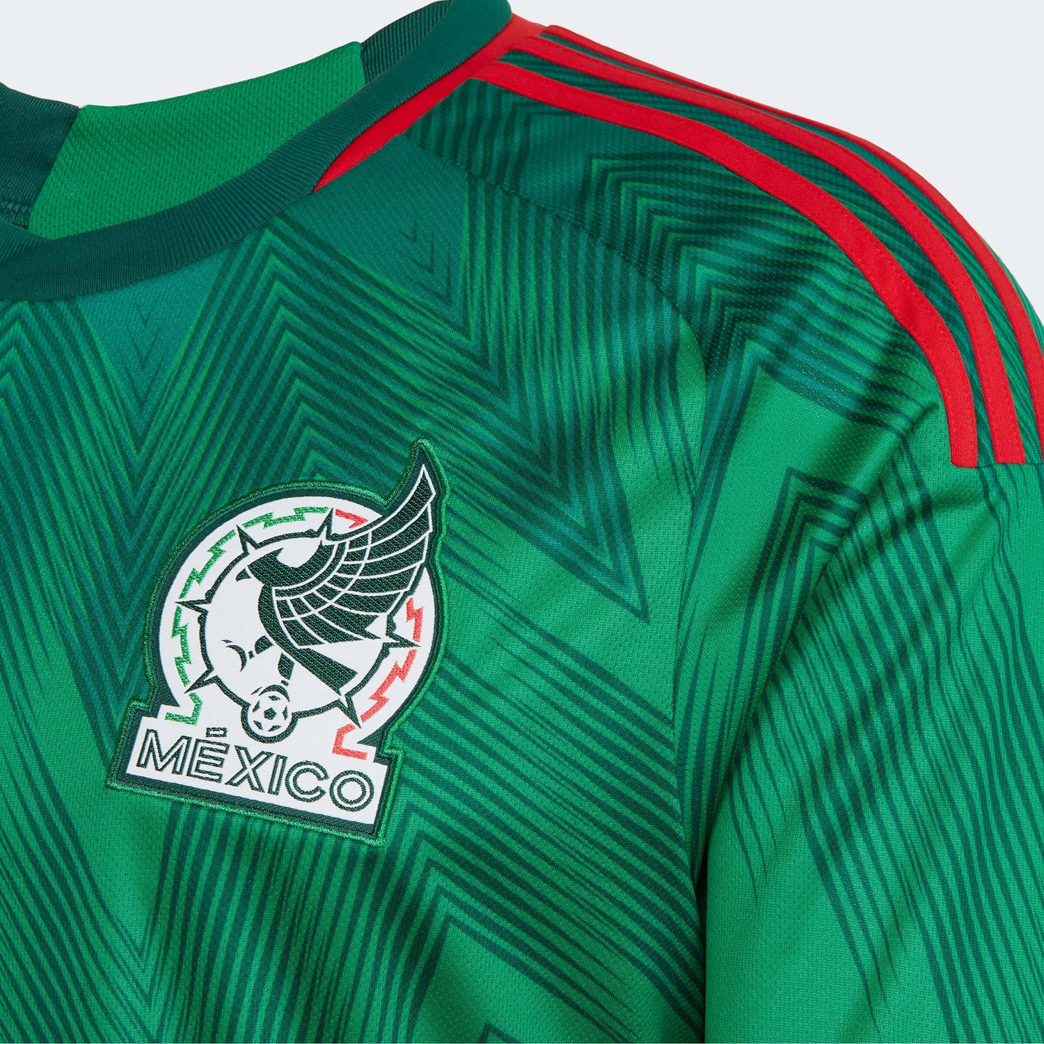 adidas 2022-23 Mexico Home Long-Sleeve Jersey - Green-Red (Detail 3)