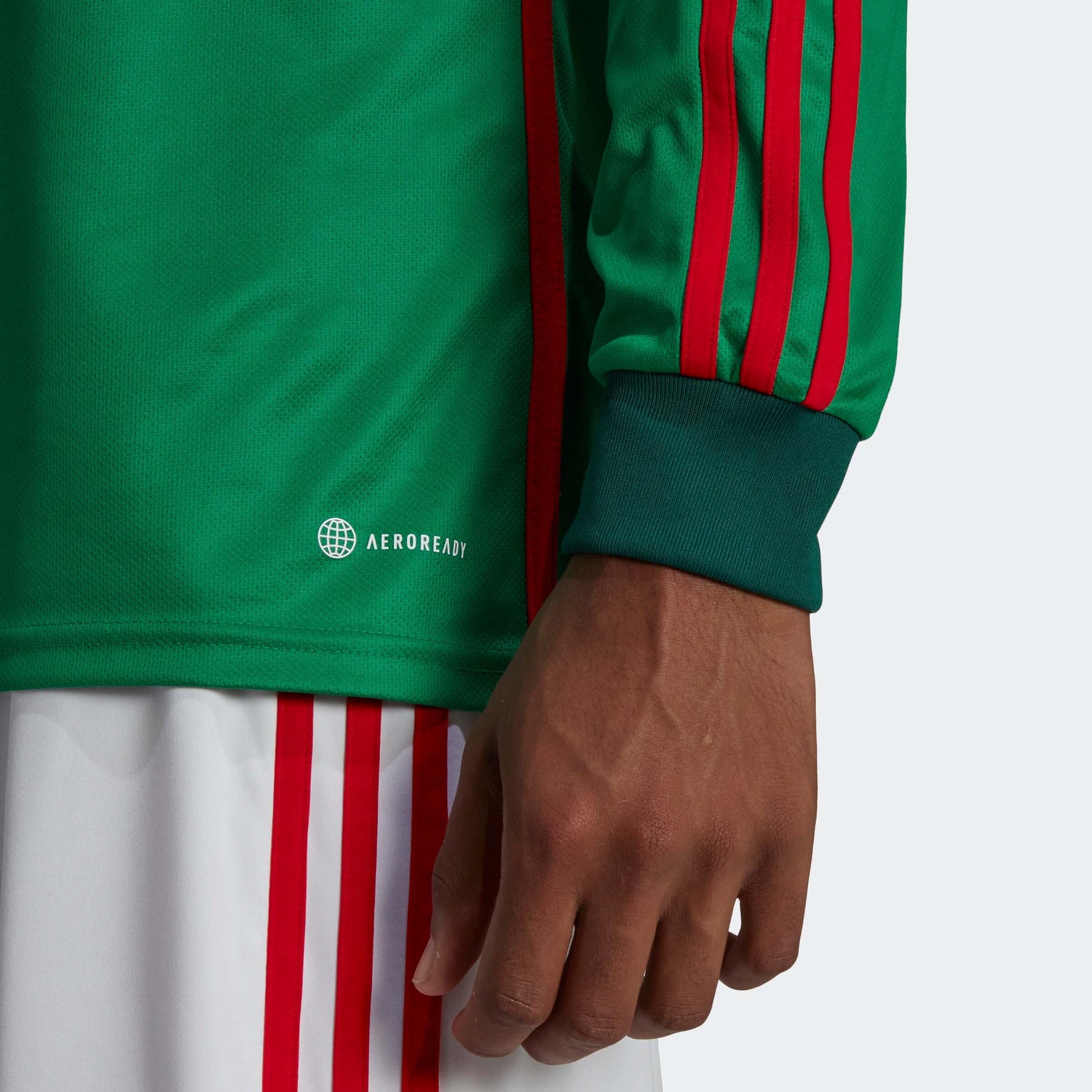 adidas 2022-23 Mexico Home Long-Sleeve Jersey - Green-Red (Detail 4)