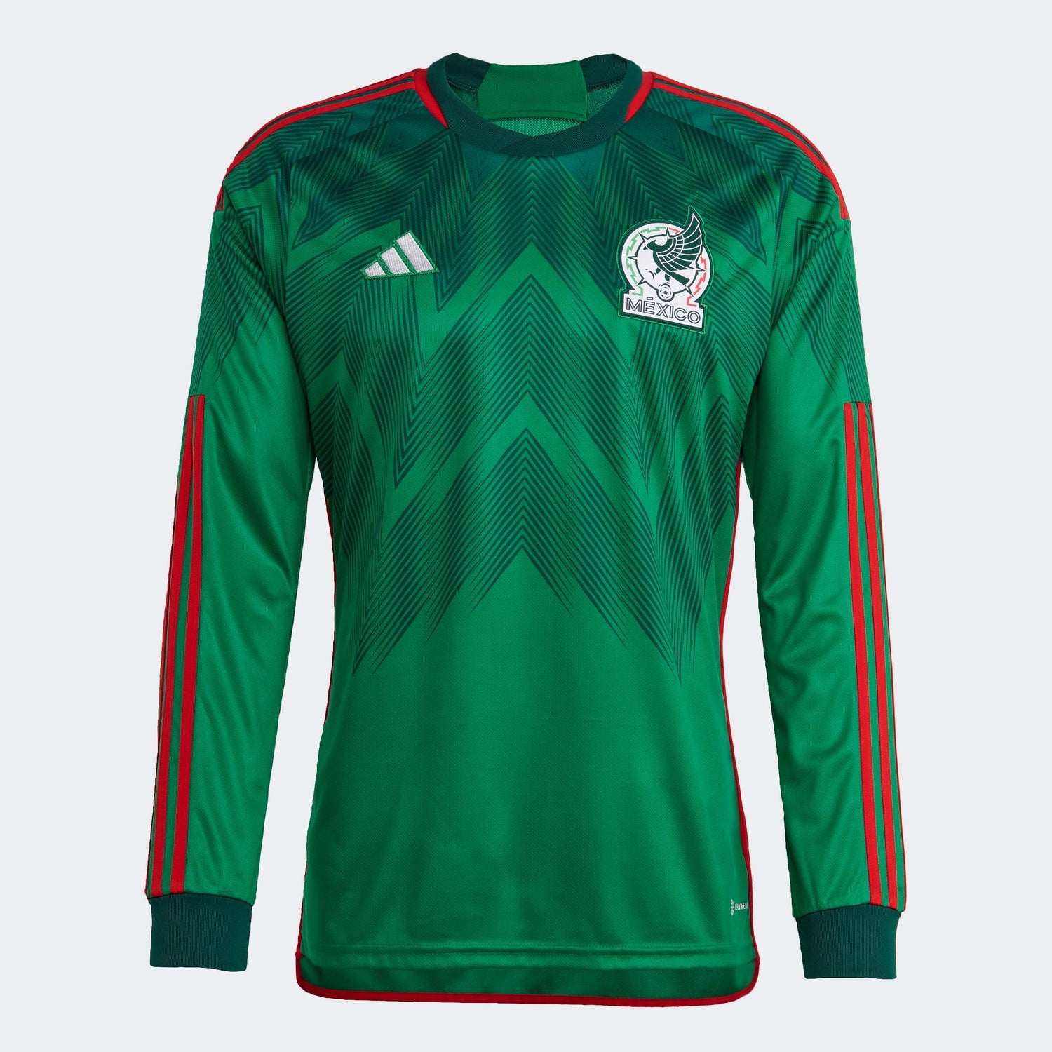 adidas 2022-23 Mexico Home Long-Sleeve Jersey - Green-Red (Front)