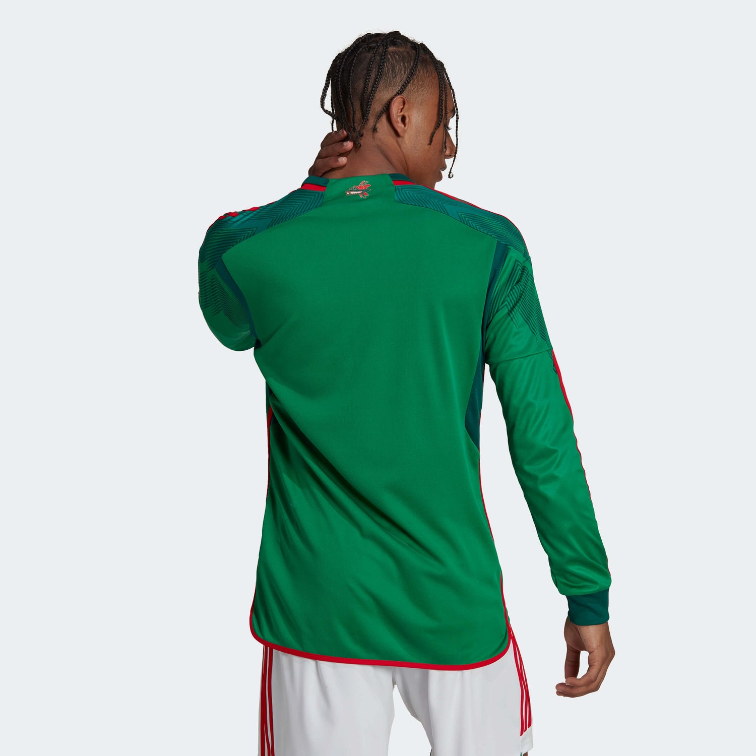 adidas 2022-23 Mexico Home Long-Sleeve Jersey - Green-Red (Model - Back)